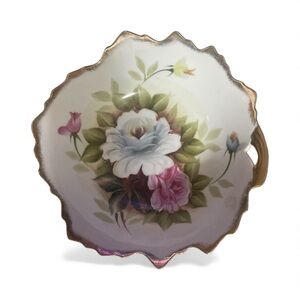 1950’s Floral Porcelain Decorative Rose Ardalt Bowl with Gold Trim